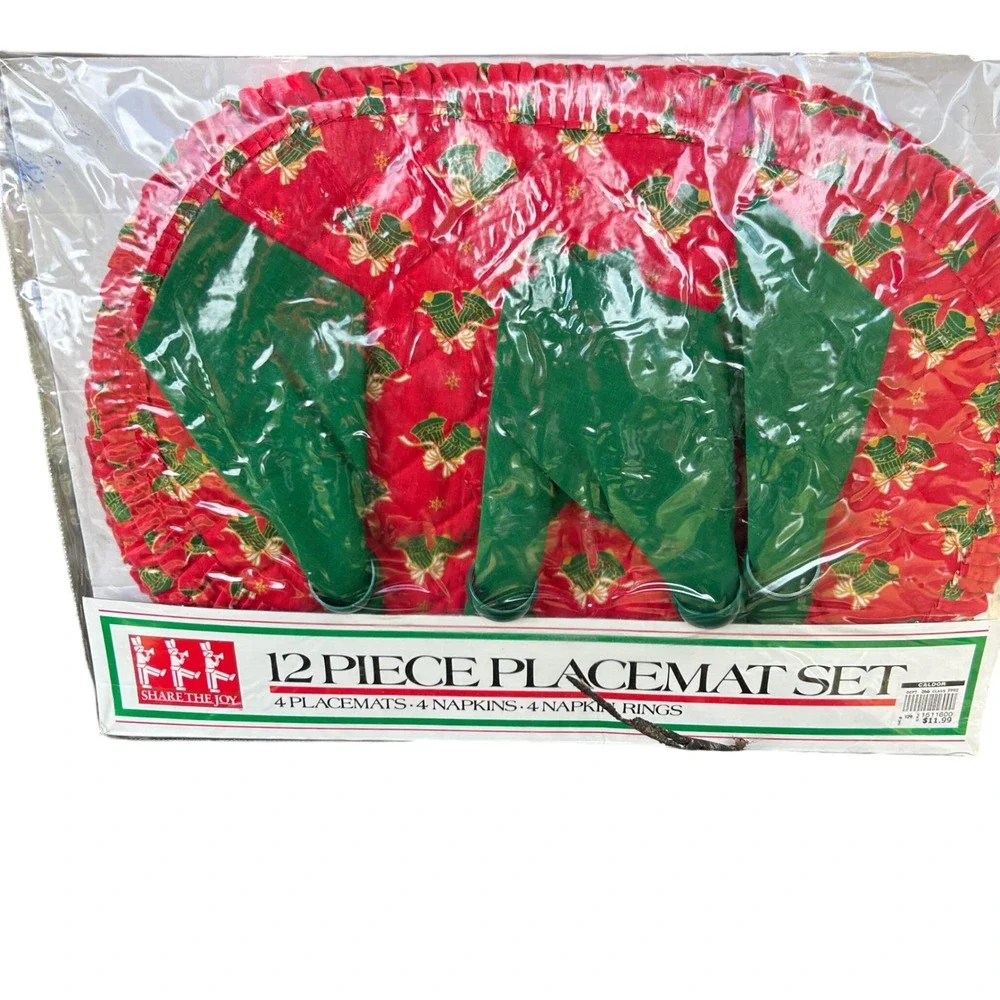 Share The Joy 12pc Christmas Placemat Set 2 Red Green New kitchen grandmacore